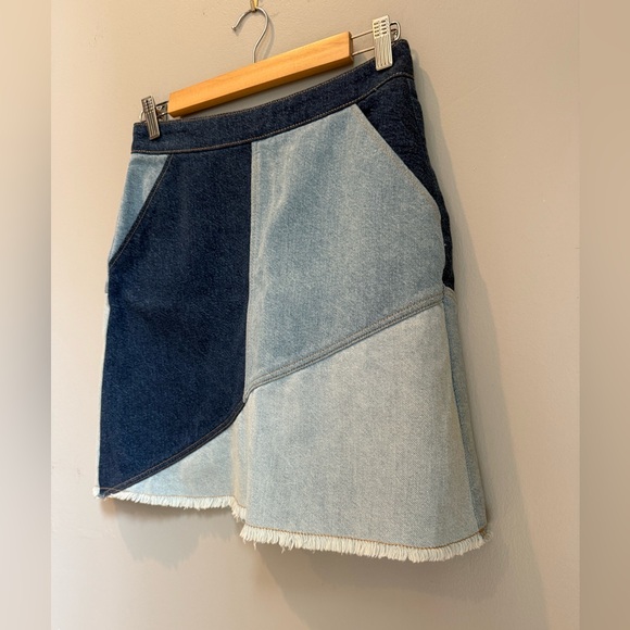 ZARA Basic Z1975 Denim Patchwork Mini Fringed Hem - S - Picture 3 of 13